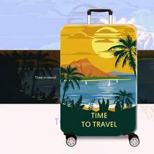 1 个充满活力的旅行风景印花行李箱套 - 耐用，TSA 认证厚行李箱保护套，混色，涤纶 - 适合 20-28 英寸商务旅行、度假和返校行李箱、旅行行李箱旅行必需品旅行配件夏季假期学校包学校配件学校用品 - 彩色 - 查看 4