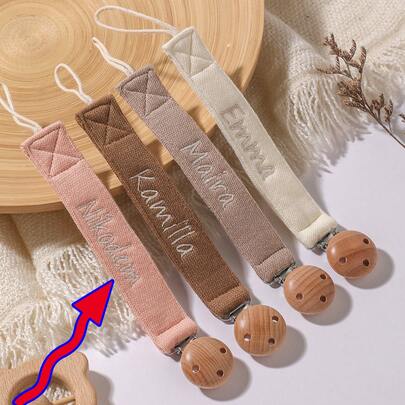 1pc Personalized Baby Pacifier Clip Cute Polka Dot Print Customized Patterns For Boys And Girls, Custom Baby Pacifier Clip Universal Soothing Clip, Suitable For Halloween, Baptism, Thanksgiving, Christmas Gifts Baby Shower Family Decorations Gifts,Street Casual Chic,Baby Accessories