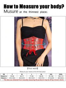 1pc Women's Red Lace Waist Cincher, Sexy Palace Style Suitable For Halloween Party Or Daily Commute Outfit - Red - View 11