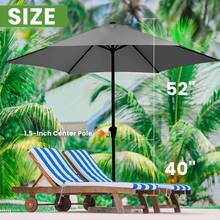 Piorlado Outdoor Patio Umbrella, Market And Table Umbrella With 6 Sturdy Ribs And Crank System, Colorfast And Waterproof For Garden, Backyard (Without Stand) - Màu xám đen - Xem 7