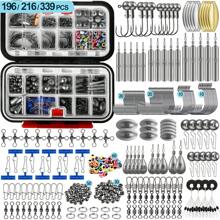 OPQ 196/216/339pcs Fishing Accessories Kit,Fishing Tackle Box With Tackle Included, Fishing Hooks, Fishing Weights Sinkers, Spinner Blade, Fishing Gear And Equipment, Fishing Gift For Men