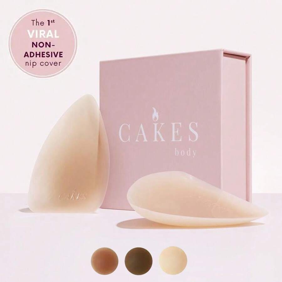 CAKE Triangles Non-Adhesive Nip Cover,Reusable Pasty Nipple Covers For Women - 棕色 - 查看 1