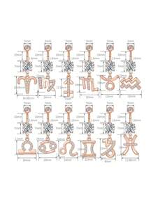 1 bucată culoare argintie culoare auriu-roz douăsprezece constelații zirconia sexy lung inel pentru buric piercing din oțel chirurgical femei inel pentru buric
