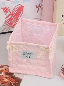 1 Cute And Practical Three-Dimensional Bow Lace Storage Basket, Desktop Sundries Storage Basket, Lipstick Makeup Brush Skin Care Storage Basket, Desktop Ornaments, Cosmetics Storage Box, Portable Picnic Basket, Valentine's Day Gift, Bathroom Storage