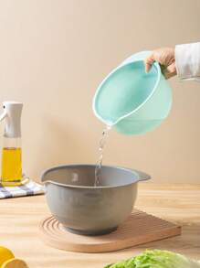 1 pieza/Set de 3 piezas Juego de tazones de plástico para mezclar ensaladas, juego de utensilios de cocina con plato de frutas plegable