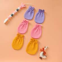 3/4/5/6 Pares de manoplas de unicolor para recién nacidos, aptas para todas las estaciones, guantes de protección de manos para niños y niñas, regalo ideal para recién nacidos