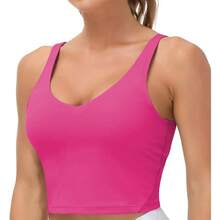Women's Sports Vest Solid Color Wide Shoulder Strap Beauty Back No Underwire Yoga Underwear Fitness Bra - 品紅 - 查看 3