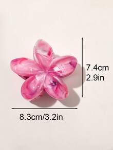 4 件波西米亚甜美女孩花卉图案大理石渐变发夹头饰适合海滩和日常佩戴时尚发饰花爪夹休闲发夹秋冬度假装女士 - 彩色 - 查看 3