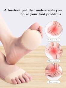 2pcs High Heel Forefoot Pads, Half Size Insoles, Non-Slip Anti-Chafing Metatarsal Pads For Sandals, Heels & Shoes