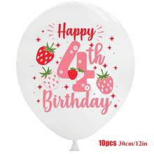 10 Pcs Strawberry Girly Lovely Party Decor Balloons Set – Suitable For Baby Birthday Party, Baby Shower ,Girl's Birthday, Girls'Party,Gender Reveal Party For Ages 1-6 - Multicolor - View 7
