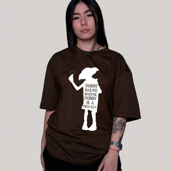 Ousy Camiseta Unissex Filme Dobby Elfo 100% Algodão Gola Redonda Oversized
