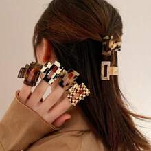 Conjunto de 4/6 piezas (3,5 cm) de pinzas para el cabello de fibra de acetato con estampado de leopardo aleatorio y agarre antideslizante, adecuadas para niñas y mujeres - sujección firme para coletas y moños