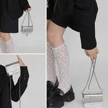 Small Crossbody Purse Bag Women,Cute Metallic-Embossed Handbag With Chain Strap - Silver - View 3