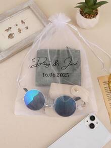 10/5pcs Custom Pearl Gauze Bag, Customized Photo Text Solid Color Candy Packaging Bag, Drawstring Gift Packaging Bag, Solid Color Mesh Bag, Suitable For Holiday Gift Packaging, Wedding Gift Packaging, Party Gift Packaging, Daily Jewelry Storage Bag, Gifts For Dad, Mom, Son, Daughter, Friends, Classmates, Neighbors, Suitable For Daily Use, Office, Kitchen, College, Birthday, Graduation Ceremony - White - View 7
