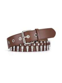 1pc Unisex Bullet Buckle Punk Y2K Style Personalized PU Leather Belt