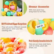 Dinosaur Claw Machine Toy - Doll Catcher Machine Children's Toys Boys Girls, DollGrabbing Machine Toy, Mini Claw Machine, Includes 10 Plush Toys, 10 Twist Eggs,Easter Gifts For Kids Boys Girls - Dinosaur claw machine - 查看 4