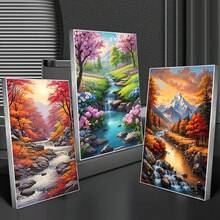 3 件套 DIY 钻石画套装 - 秋季风景、瀑布和山河景色，圆形钻石，30x40 厘米/15.75x11.81 英寸，色彩鲜艳，细致的自然艺术，适合家居墙面装饰，无框纹理艺术