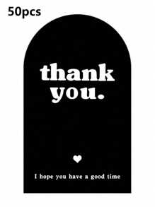50pcs Thank You Stickers For Rectangular Gift Wrapping Airplane Box Sealing Stickers Black White Pink Gift Packaging Stickers