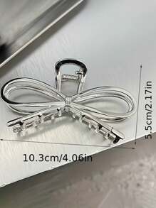 1pc Crystal Hollow Square Alloy Hair Claw Clip, Luxury Hair Claw Design Rhinestone Hair Accessory, Elegant Bow Decor, Suitable For Casual Wear, Valentines Day Fashion Hair Accessories Elegant Hair Clip