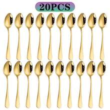 20 件/套不锈钢尖头咖啡/甜点勺，高档餐具，家用优雅小勺 - 彩色 - 查看 7