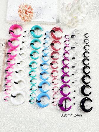 18/36/50Pcs Acrylic Septum Pincher Tapers C Shape Buffalo Ear Taper Kit Stretching Expander Rings For Nose Ear Gauges