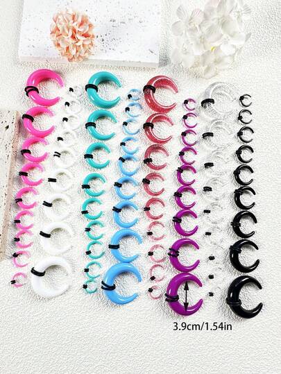 18/36/50Pcs Acrylic Septum Pincher Tapers C Shape Buffalo Ear Taper Kit Stretching Expander Rings For Nose Ear Gauges