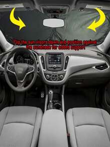 واقي شمس قابل للطي للزجاج الأمامي للسيارة - يوفر حماية كاملة من الأشعة فوق البنفسجية للداخلية، يأتي مع حقيبة تخزين، مظلة للمرايا، إكسسوارات للسيارات