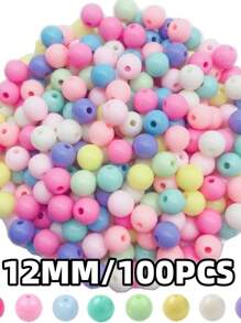 Contas espaçadoras acrílicas foscas de macaron 6/8/10/12/14 mm, contas soltas, redondas, para fazer pulseira, colar, brinco, joias faça você mesmo