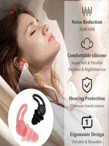 2 件降噪耳塞，NRR 40dB 超舒适硅胶可重复使用耳塞，适合睡眠、打鼾、游泳、学习、音乐会、降噪和听力保护 - 均碼 - 查看 7