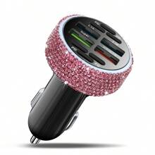 1 pièce Chargeur de voiture 2-en-1/8-en-1 avec strass, câble de charge 3-en-1 avec strass, charge rapide, Type C, USB, adaptateur de voiture, compatible avec Apple, téléphone, caméra de tableau de bord, iPad, GPS, cadeau pour les vacances/anniversaire