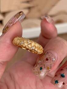 Bague créative en blé plaquée or 18 carats avec zircone, style palais français pour femmes de luxe