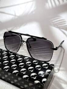 POLASUP 1pc Thick Double Beam CNC 3D Cut Diamond Rimless Aviator Fashion Glasses, Thick Metal Frame, Fashion Metal Glasses With Hollow Legs, Retro Middle East Style, Suitable For Daily Commute, Vacation, Outdoor Activities, Gold, Black Gradient, Tea Color Back To School Fashionable Preppy School Look - 棕色 - 查看 7