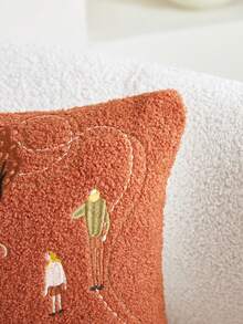 1 Copricuscino in tessuto pile di orso polare con ricamo di bicicletta, pedone e albero, adatto per soggiorno, camera da letto, festa, divano, auto e altri ambienti, per tutte le stagioni - Multicolore - Visualizzare 10