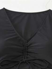 Traje de bikini de playa de cuerda sólida para mujeres,Traje de baño de dos piezas, traje de baño de Bikini femenino - Negro - Ver 4
