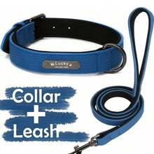 Personalized Engraved Genuine Leather Dog Collar (Leash Optional), Soft Padding, Textured Leather, Suitable For Small, Medium, Large Dogs - Multicolor - View 6