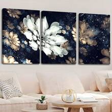 3 pièces Fleurs blanches modernes et élégantes en fleurs, art abstrait de fleurs, affiches murales sur canevas, impression haute définition avec cadre en option, décoration murale pour le salon et la chambre à coucher