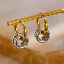 1 Pair Women's Stainless Steel Detachable Hoop Earrings