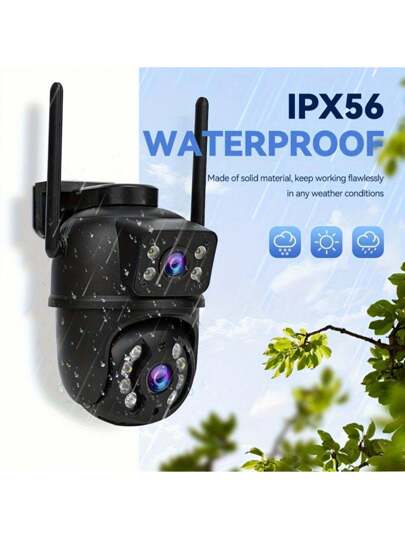 Closeli Dual Lens Wireless Security Camera 2.4GHz, IPX5, AI Motion Tracking, Night Vision, Two Way Audio, Alarm, Rotation/Tilt, Video Surveillance, CCTV Monitor, Supports SD Card/Cloud Storage (Cloud Requires Payment), Home Business