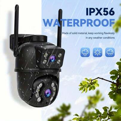closeli Cámara de  inalámbrica de doble lente - 2.4GHz, IPX5, seguimiento de movimiento con IA, visión nocturna a color, audio bidireccional, alarma de movimiento, rotación/inclinación, vigilancia por video, monitor CCTV, compatible con tarjeta SD/almacenamiento en la nube (el almacenamiento en la nube requiere pago),  de la cámara para el hogar y los negocios