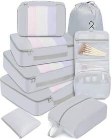 6/8/10 Set Packing Cubes For Travel Luggage Organizer - 08-light Grey - View 12