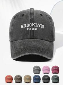 1 Stück Unisex BROOKLYN EST 1631 bestickte Vintage Baseball Kappe, atmungsaktiv mit UV-Schutz, personalisiert minimalistisch geeignet für Outdoor Sport, Wandern, Alltagstragen, verstellbare Größe, modisch vielseitig, Geschenk für Festivals