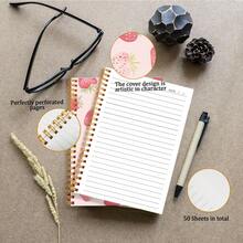 1 件草莓印花螺旋日记本，5.5x8.3 英寸，学院风装订笔记本，50 页，可爱的粉色笔记本礼物，文具系列 | 俏皮的封面艺术 | 坚固的页面、笔记本和日记本 - 5.5x8.3 英寸/14cmx21cm，50 页 - 带有工作日标志、天气标志、备忘编号和日期标志的日记本，学校用品，返校 - A5 - 查看 6