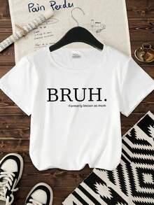 Women's Casual Everyday English Graphic Print Crew Neck Short Sleeve T-Shirt Women's Summer Top Graphic T-Shirt - White - View 2