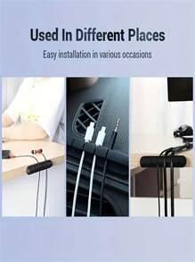 1pc Multi-Slot Cable Organizer Clip - Black Plastic Cable Management System With 5 Slots For USB & Audio Cables, Nightstand Cord Holder, Office Cable Organizer | Practical Clamp | Safe Cable Clip, Cable Tie