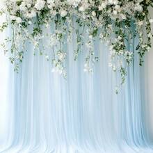 1 pieza/2 piezas/4 piezas Cortina de tul de color azul claro/rosa claro/negro, Decoración de Año Nuevo 2025, Tela de fondo para fiesta de boda, Decoración de ducha de bebé, Decoración de San Valentín, Decoración de escenario de gasa, Suministros de decoración de boda