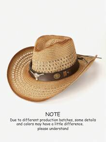 1pc Bohemian Style Animal Print Rivet Water Drop Shaped Casual Hat, Versatile For Men And Women, All Season