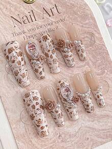 Beautizon Nailartlab 1个复古相框美甲模具，3D浮雕法式风格雕刻相框，硅胶材质，美甲DIY装饰工具，美甲用品，美甲工具，美甲工艺工具，返校季，美甲，美甲工具（适用于美甲贴纸），修甲工具 - 彩色 - 查看 2