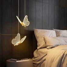 XINGOO Schmetterling Pendelleuchte, moderne Acrylschirm, LED Gold Pendelleuchte, geeignet für Treppen, Küche, Esstisch, Nachttisch, Kinderzimmer Deko, Mädchenzimmer 3000K Warmweiß Licht 110-220V
