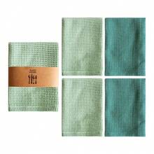 4 Stück einfarbige Waffelmuster Geschirrtücher, Ananas-Gitter Reinigungstücher, Küchen-Wischtücher, Größe 36*36cm