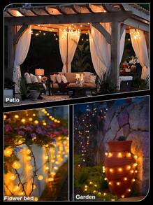 1 pieza Luces solares de bola de cristal con 8 modos, 100/50/20 LED, luces de hadas para exteriores para jardín, patio, camping, fiesta de cumpleaños, vuelta al colegio, boda, Halloween, celebraciones festivas